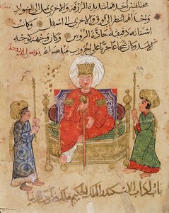 MS Ahmed III 3206 Sultan på sin trone, illustration fra 